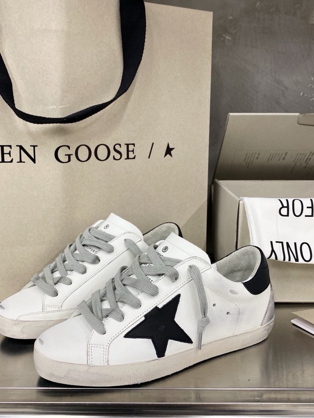 Golden Goose White Sneakers with Black Star